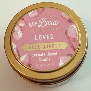 Bee Lucia Rose Quartz Candle “Loved” 4 oz Travel Tin